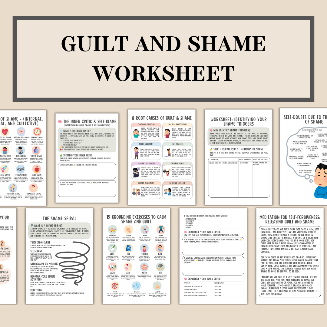 Guilt and Shame Workbook, Inner Child Healing, Shame Spiral, Trauma Recovery Journal