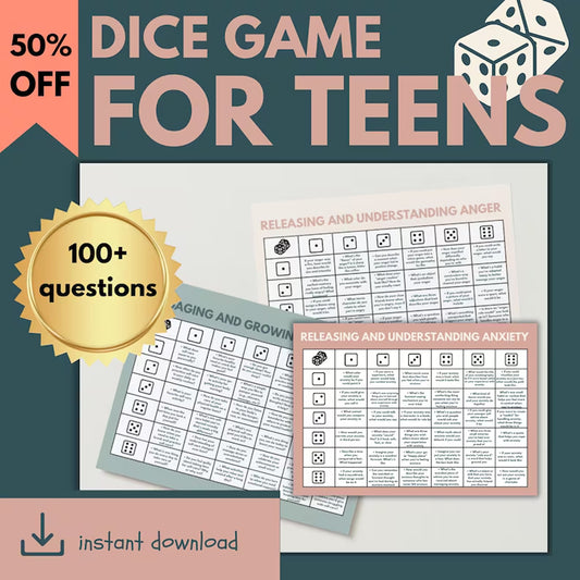 School Counseling Dice Game for Teens & Tweens Group Sessions, Coping Skill Exploration, Questions for Anxiety, Depression and More