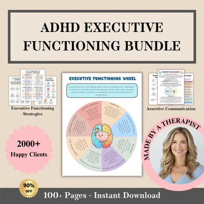 Executive Functioning Bundle ADHD, 280+ ADHD Worksheets, Increase Focus, Decrease Overwhelm