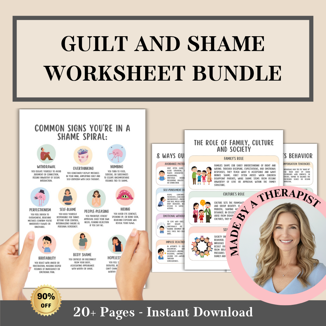 Guilt and Shame Workbook, Inner Child Healing, Shame Spiral, Trauma Recovery Journal