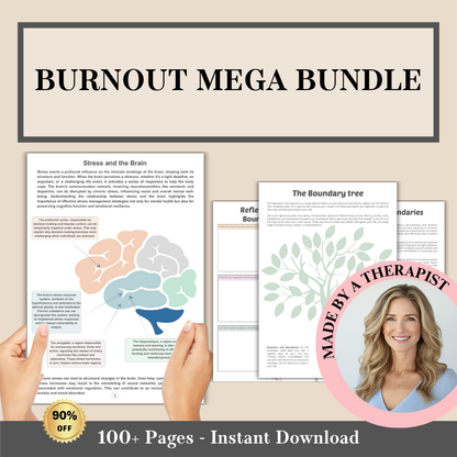 Burnout Mega Bundle, stress management & mental health toolkit, instant download, self-care and wellness guide
