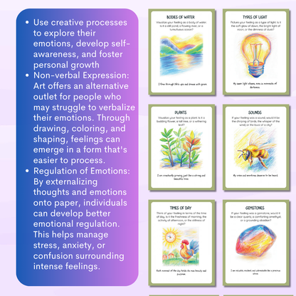 Emotion Art Cards, Creative Expression, Safely Explore Emotions, Art Making Interventions, Non Verbal Expression