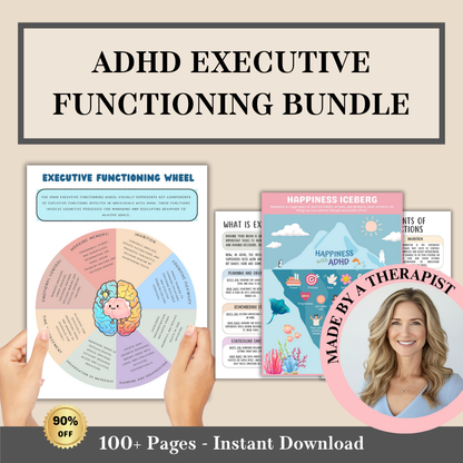 Executive Functioning Bundle ADHD, 280+ ADHD Worksheets, Increase Focus, Decrease Overwhelm