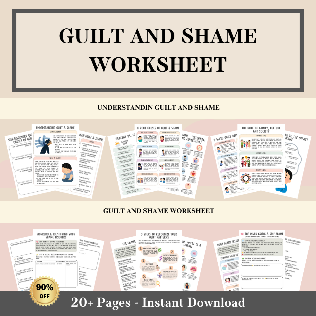 Guilt and Shame Workbook, Inner Child Healing, Shame Spiral, Trauma Recovery Journal
