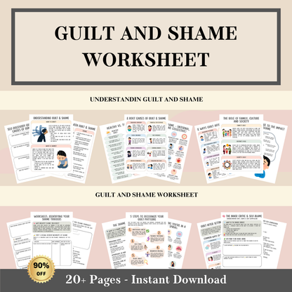 Guilt and Shame Workbook, Inner Child Healing, Shame Spiral, Trauma Recovery Journal