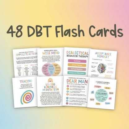 DBT MEGA BUNDLE, dbt skills, dbt workbook, worksheets, counseling resources and tools, mental health printable, dbt flash cards
