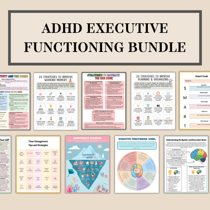 Executive Functioning Bundle ADHD, 280+ ADHD Worksheets, Increase Focus, Decrease Overwhelm