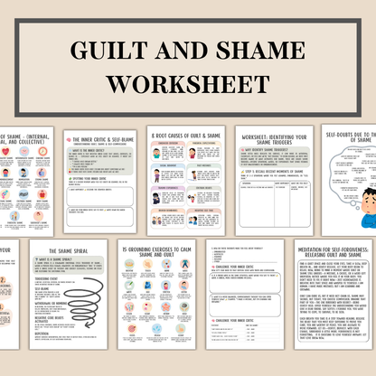 Guilt and Shame Workbook, Inner Child Healing, Shame Spiral, Trauma Recovery Journal