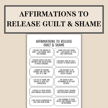 Guilt and Shame Workbook, Inner Child Healing, Shame Spiral, Trauma Recovery Journal