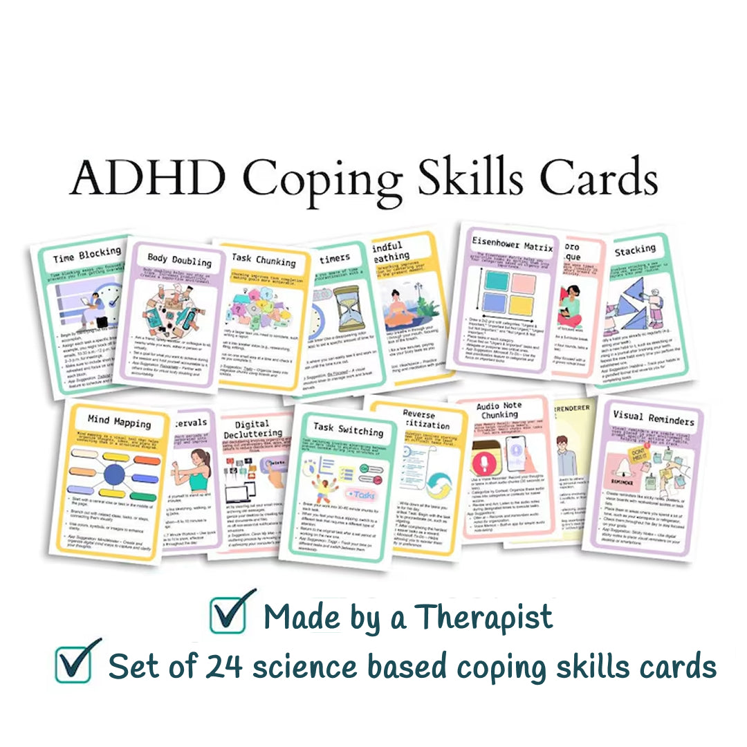 Coping Skills Cards, ADHD Adults & Teens, Visual Aids & Resources