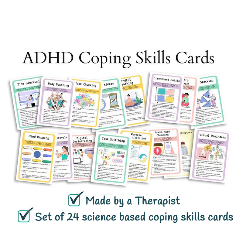 Coping Skills Cards, ADHD Adults & Teens, Visual Aids & Resources